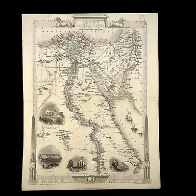 Ca 1850s - J Rapkin  - Antique Hand-Colored Map - Egypt - Red Sea - Arabia • $175