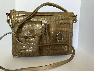 Brighton Cher Muse Taupe Patent Leather Crossbody EUC • $52