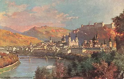 Postcard Salzburg Von Mülln Mit Festung Hohen-Salzburg Austria Raphael Tuck • $5.99