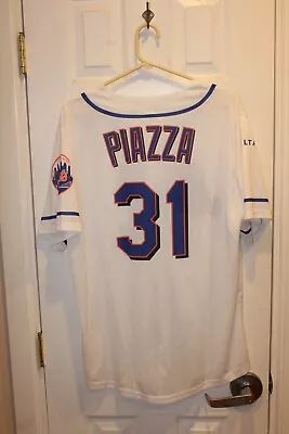 Solid White New York Mets Mike Piazza (31) SGA Button-down Jersey - Adult XL • $19.99