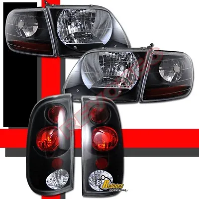 97-03 Ford F150 F-150 Pickup SVT Style Headlights Corner + Tail Lights Black • $126