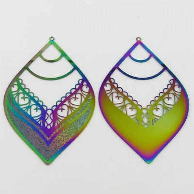 Bulk 6pce Laser Cut Heart Drop Charm Pendant Earring Component SSteel 68x45mm • $10.69
