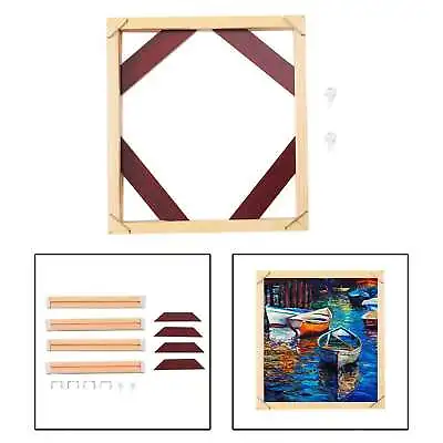 £9.14 • Buy Natural Wood Canvas Frame Posters Hanger Frame Wall Art Wood Strips Tool Kit