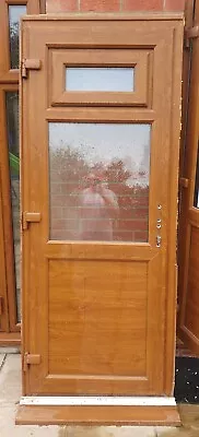 UPVC Single Door And Frame. Golden Oak  On The Outside White Inside. Used.  • £23