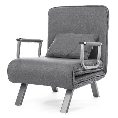3-in-1 Folding Single Sofa Bed Chair Modern Fabric Lounge Sleeper Chair W/Pillow • £105.99
