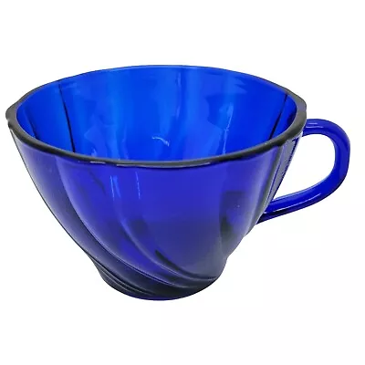 Duralex Vereco France Rivage Cobalt Blue Glass Swirl Tea Cup • $6