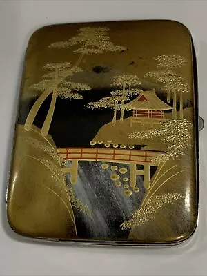 Vintage Komal Japanese Cigarette Case Mt. Fuji Seascape Hand Painted • $32.99