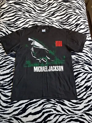 Michael Jackson T Shirt Bad Tour Wembley Stadium 1988 Memorabilia Size L Vintage • £49.99