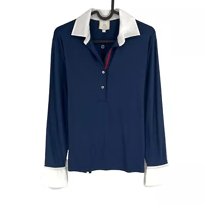 LA MARTINA Navy Blue Long Sleeves Viscose Jersey Polo Size 2 / S • $41.91