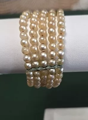 Vintage Faux Pearl Cuff Bracelet  5 Strand • $6.99