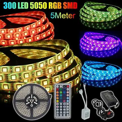 LED STRIP LIGHTS 5050 RGB COLOUR CHANGING TAPE UNDER CABINET KITCHEN TV USB Led • £2.49