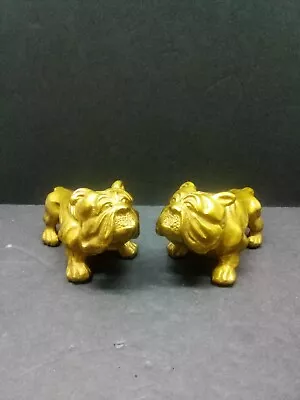 Vintage Solid Brass English Bulldog Figurine **Heavy** Set Of 2  • $69