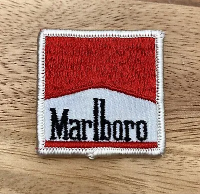 New Vintage MARLBORO PATCH SQUARE WHITE BLACK LETTERS RED TOBACCO CIGARETTES • $38.95