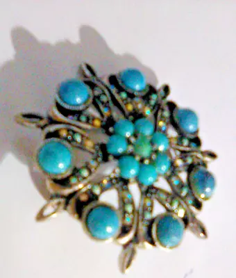 Vintage Domed Faux Turquoise Brooch • $50