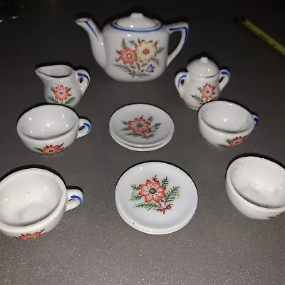 Vintage Japan (1”) Mini Tea Pot Set W/ Plates And Cups! Good Used Shape! Rare! • $14.99