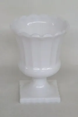 White Opaline Milk Glass Footed Urn Vase Pedestal Planter 3752B • $24