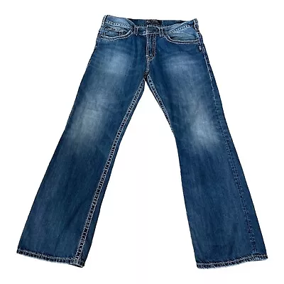 Silver Zac Flap Pocket Jeans Men Size 36x32 (36x32) Blue Denim Distressed • $22.95