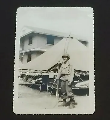 WW2 Military Soldier Tents & Cots Vintage Original Photo World War 2 • $7.95