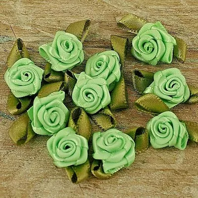 Rose Buds Satin Ribbon Flowers Rosebuds Flowersscrap Booking 30x17mm 100 Pack • £5.99