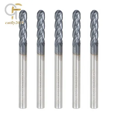 5 PCS 1/8  4 Flute 1-1/2  Overall Length Ball Nose Carbide End Mill • $16.42