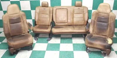 *WEAR* 06' F250 Crew King Ranch Brown Leather Heated Buckets Backseat Seats Set • $1424.99