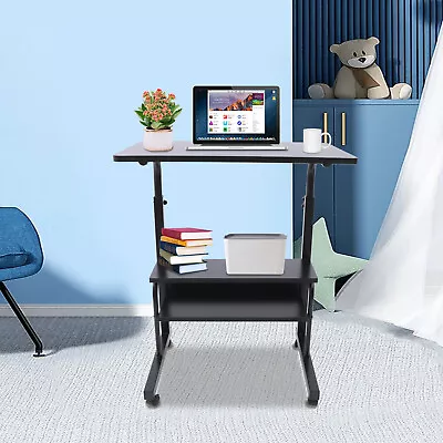3 Layers Mobile Laptop Desk Rolling Laptop Table Bedside Table Adjustable Height • $38.96