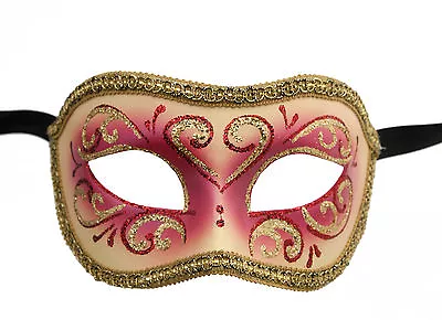 Mask From Venice Colombine Or Civet Red And Golden For Fancy Dress 684 • $57.87