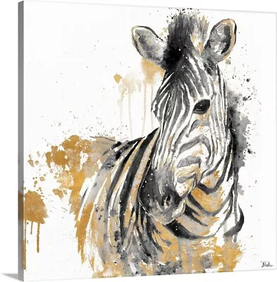 Water Zebra With Gold Canvas Wall Art Print Zebra Home Decor • $49.99