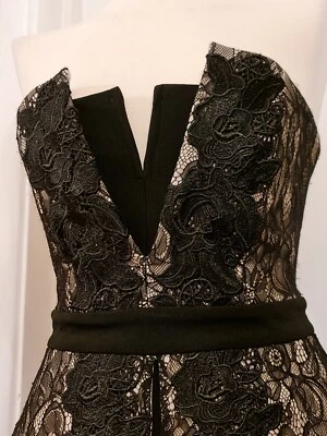 £10 • Buy Lipsy  Black /Beige Bodycon Pencil Peplum Corset  Dress Size 10