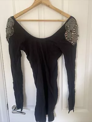 £8 • Buy Topshop Embellished Black Bodycon Dress Size 12