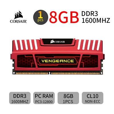 Corsair Vengeance 8GB 4GB DDR3 1600MHz CL10 PC3-12800U 240Pin Desktop Memory BT • $21.99