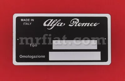 Alfa Romeo Spider VIN ID Plate 85x45 Mm New • $22