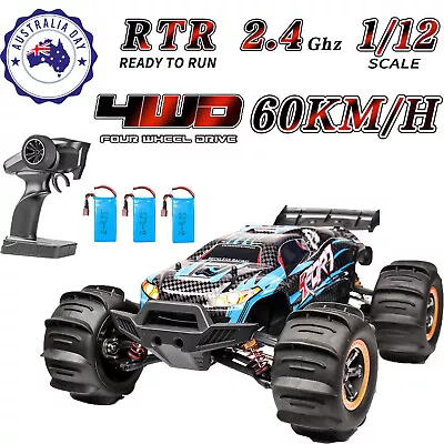 1:12 2.4G 4WD RC Car 60KM/H Brushless OffRoad High Speed Race Buggy 3xBattery • $188.32