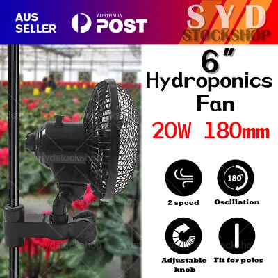 2 Speed 6  Hydroponic Grow Tent Oscillating Clamp Clip Fan Quiet Vertical 180MM • $70.99