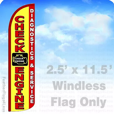 CHECK ENGINE DIAGNOSTICS SERVICE Windless Swooper Flag Feather Sign 2.5x11.5' Yz • $24.95