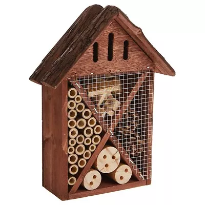 Garden House Insect Hotel Wooden Bee Bug Shelter Nest Box Natural Wood Ladybird • £14.99