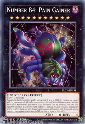 BLC1-EN151 Number 84: Pain Gainer : Common 1st Edition YuGiOh Card • £0.99