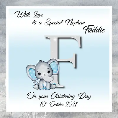 Personalised Handmade Cute Elephant Christening Baptism Naming Day Card Boy/Girl • £3.05