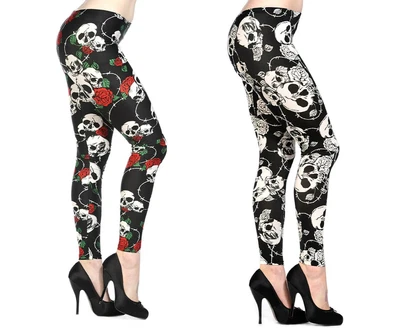 £11.95 • Buy Banned Apparel Skull And Roses Black White Red Womens Skeleton Leggings
