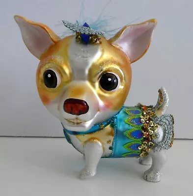 MEXICAN CHIHUAHUA ORNAMENT GLASS Dog  W SPARKLES • $9.99