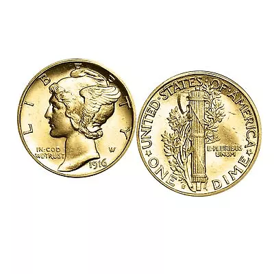 $69.95 • Buy NEW American Coin Treasures Gold-Layered Mercury Dime Cufflinks 11341