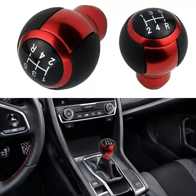 5 Speed Leather Round Ball Shape Universal Car Gear Shift Knob Shifter Lever Red • $13.88