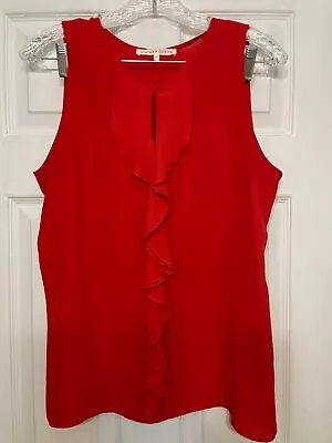 Violet + Claire Womens Blouse Sleeveless Tank Top Size M Red With Ruffle • $6