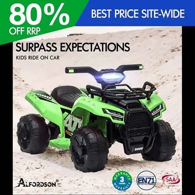 ALFORDSON Kids Ride On Car Electric ATV Toy 25W Motor W/ USB MP3 LED Light Green • $84.95