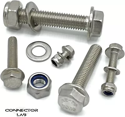 M6 Hex Bolts & Nuts Flanged 304 Stainless Steel A2 70  Hexagon Screws. ALL SIZES • £0.99