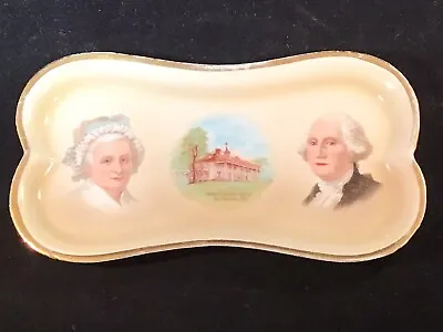 Antique Vintage George & Martha Washington Mt Vernon Hand Painted Trinket Dish • $29.90