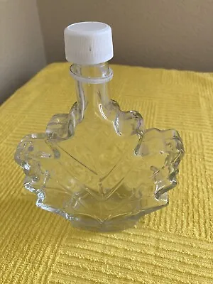 Maple Leaf Shaped Bottle Glass Empty Syrup Bottle Clear With Lid No Flaws • $9.50