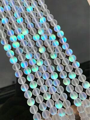 12MM Mystic Aura Quartz Gems Loose Beads Holographic Quartz Matte DIY Bracelets • $6.29