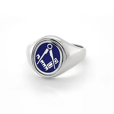 Craft Square And Compass Reversible Blue Masonic Ring Hallmarked Sterling Silver • £190.80