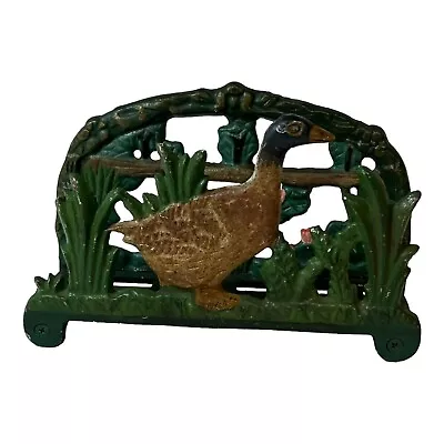 Vintage Mallard Duck Table Top Napkin Holder Cast Iron Kitchen Decor Hunter • $12.99